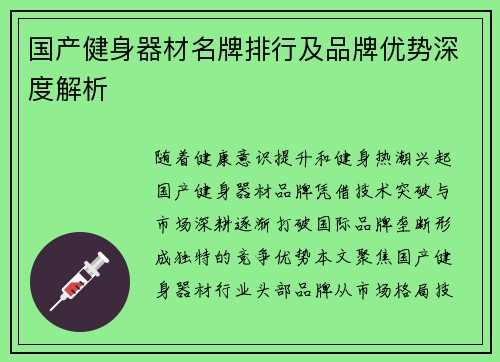 国产健身器材名牌排行及品牌优势深度解析